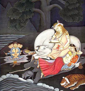 North Indian miniature of Shiva’s family, showing Kartik as the elder son.
