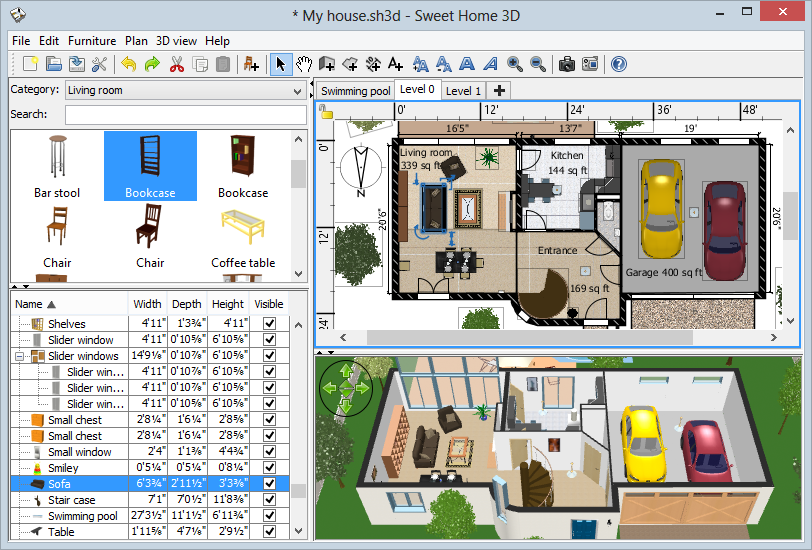 تفاصيل برنامج Sweet Home 3D لتصميم المنزل ...
