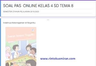 SOAL ONLINE PAS KELAS 4 SD TEMA 8 SEMESTER 2