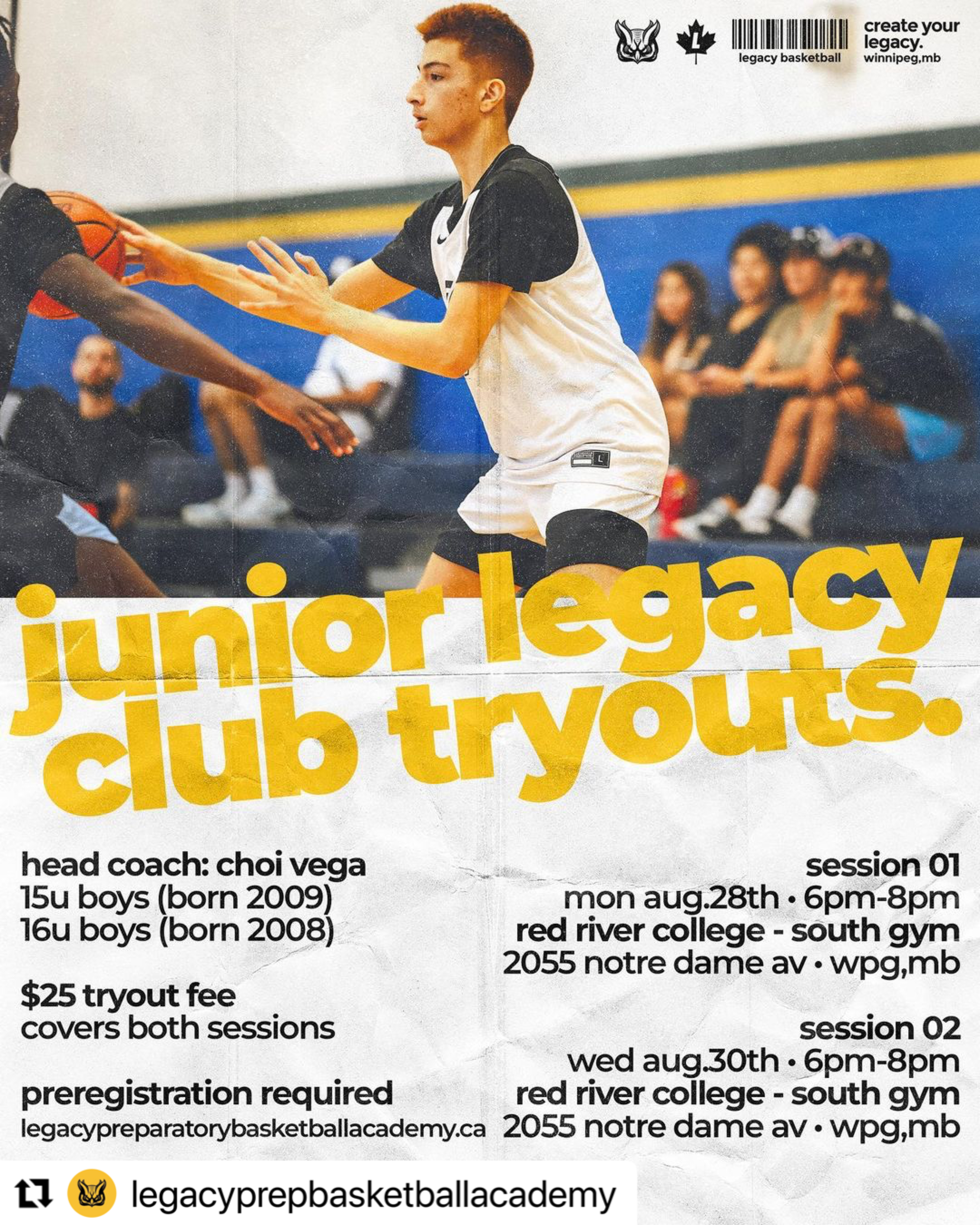 UPDATED: Legacy Basketball Club Hosting Tryouts for Boys Born 2006-2009 for  2023-24 Season - Basketball Manitoba