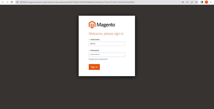 sample magento website admin login username and password
