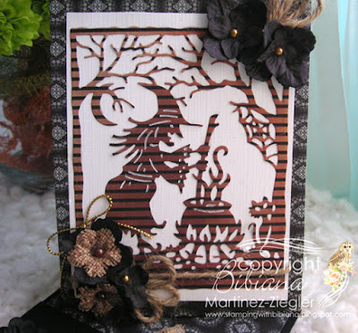 halloween twisted easel card front panel with petaloo flowers