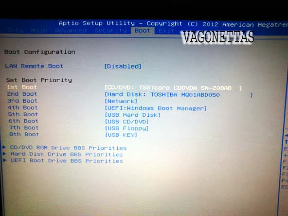 Cambiar el boot del bios para cddvdusb