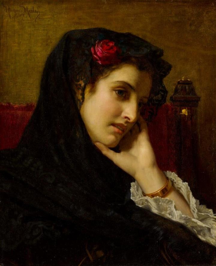 "A Spanish Beauty", 1875 - by Hugues Merle (1823–1881)