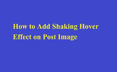 How to Add Shaking hover effect on Post Image