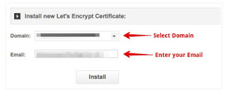 Select Domain Install SSL Certificate