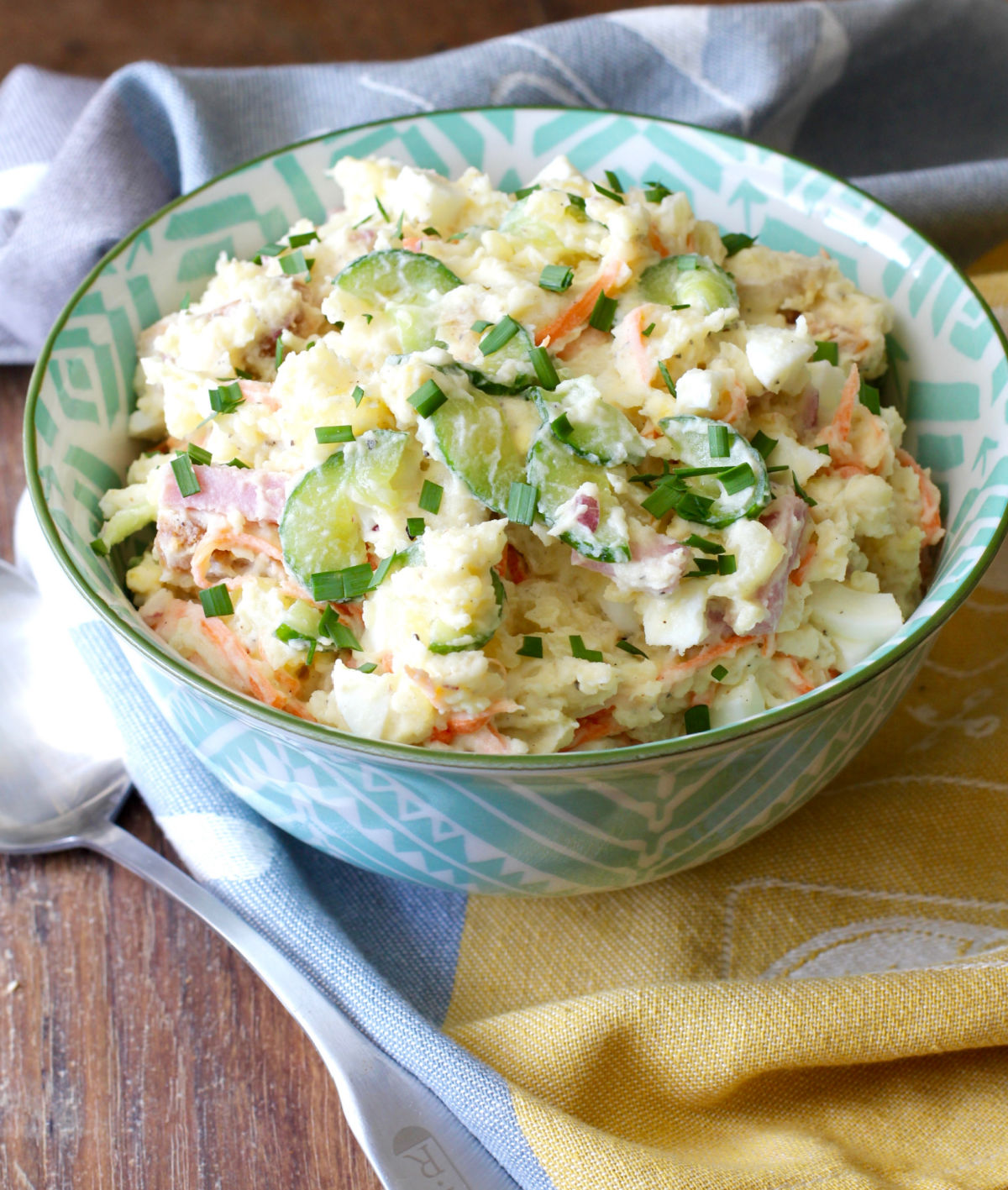 Japanese Potato Salad in a serving bowl.