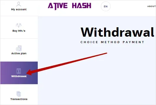 Вывод средств в Ative Hash