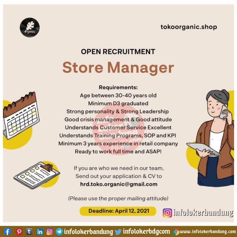 Lowongan Kerja Toko Organic Shop Bandung April 2021