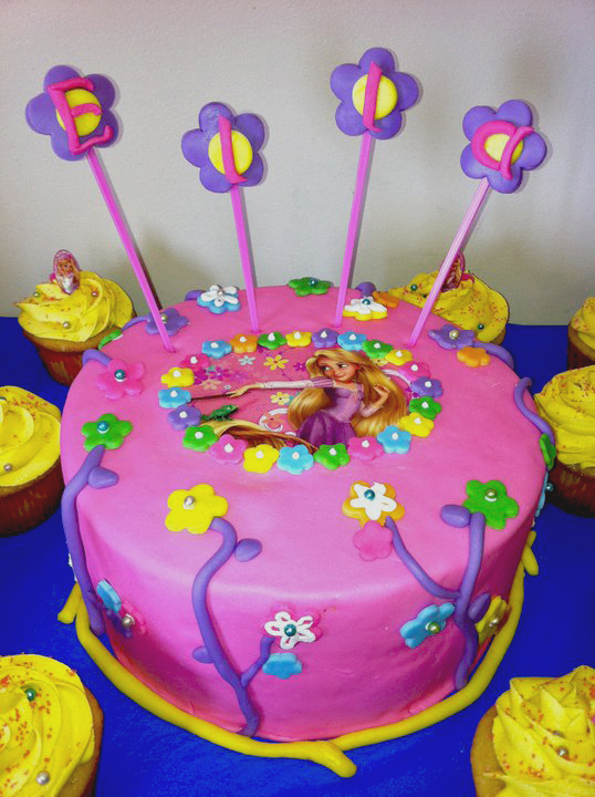 Ella's Tangled theme cake and cupcakes