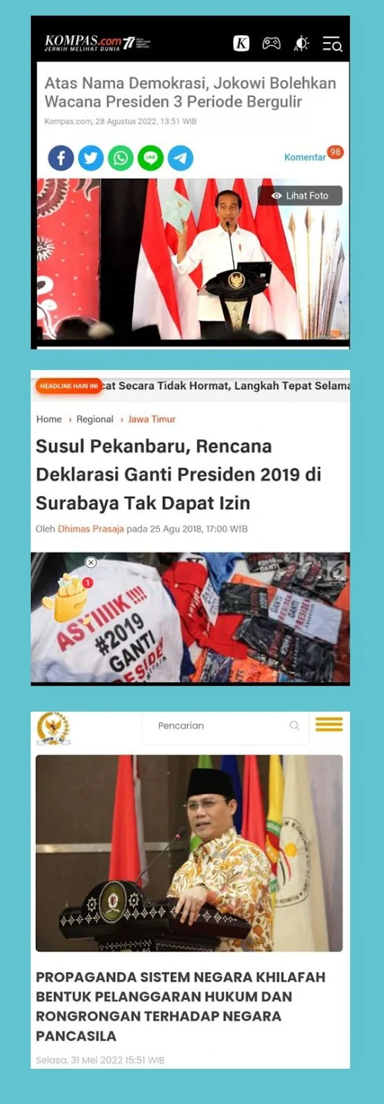  sudah sangat jelas mengatur bahwa masa jabatan Presiden dan wakil presiden hanya DUA kali Ngomong Khilafah Dilarang, Tapi Wacana 3 Periode Diperbolehkan, Jancuk!