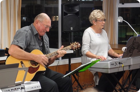 Our guest artists, Jan and Kevin Johnston, enthralled the audience with a variety of genres of music during their 45 minute performance. Photo courtesy of Dennis Lyons.