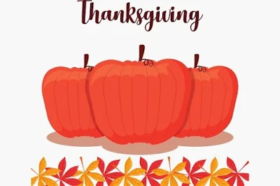 Thanksgiving text with pumpkin background image.