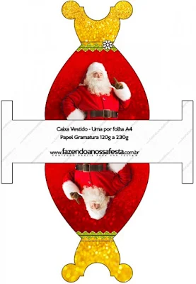 Santa in Red and Gold, Free Printable Dress Box.