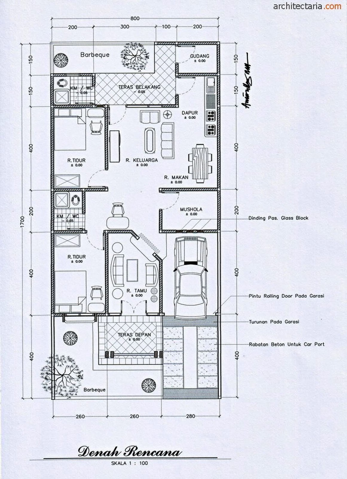 10 Gambar  Contoh  Denah  Rumah  Minimalis Modern Desain 