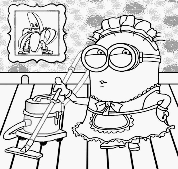 Free Drawing Vacuum Cleaning Housework Fancy Dress Outfit Maid Minion  Pictures To Color Book Prints