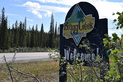 Bragg Creek Alberta town sign.