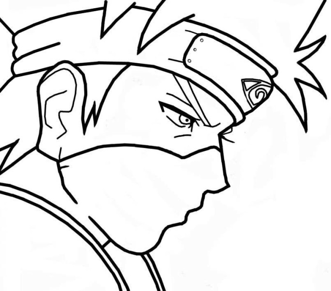 Sketsa gambar  animasi  naruto  untuk diwarnai Guru Kakashi