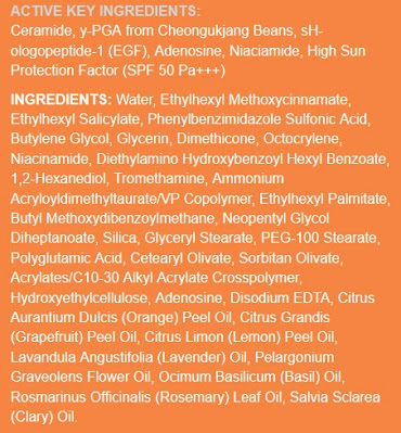 Beyul Sunscreen SPF 50 PA+++ Ingredients