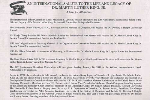 2011年H.H.第三世多杰羌佛獲得馬丁路德金“國際服務及領袖獎”