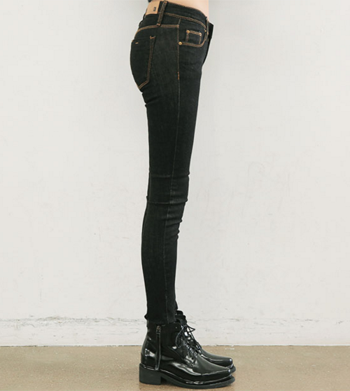 Contrast Stitch Skinny Denim Pants