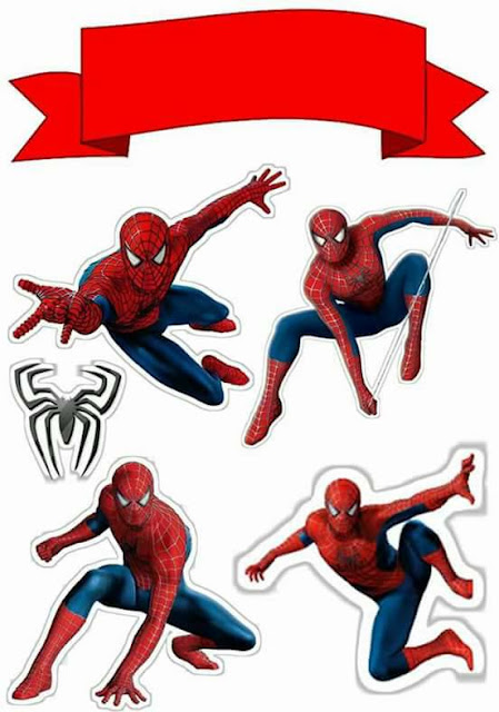 Spiderman with Spiders Free Printable Cake Toppers.