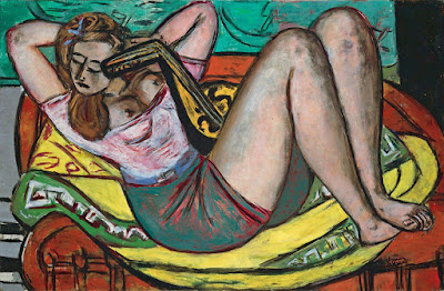  Max Beckmann - Frau mit Mandoline in Gelb und Rot 1950  