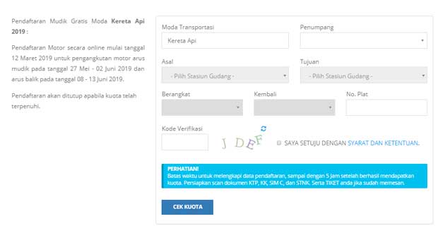 cara daftar angkutan motor gratis mudik lebaran 2019 online