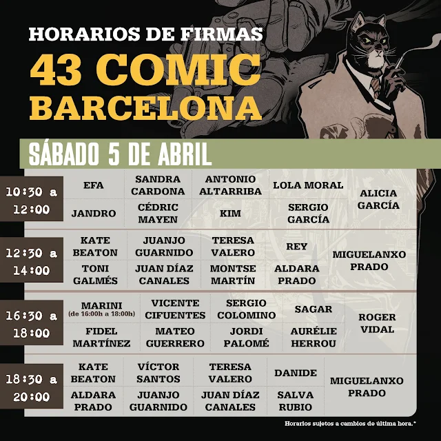 Horario de firmas de Norma Editorial en el43 Comic Barcelona