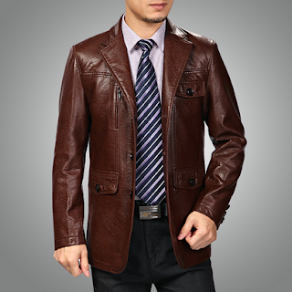 Gambar Blazer Kulit Pria Warna Coklat