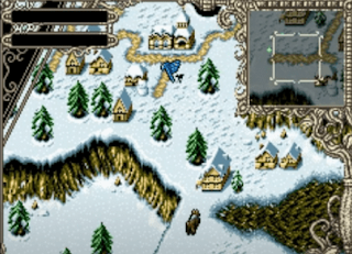 Shows snow coloured area which has trees,building,zero for health and MP and one monster plus map area showing up as well