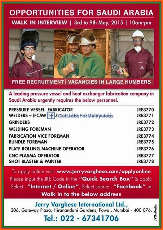 Free job Recruitment for KSA