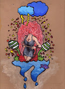 July 22nd 2010: Exploding Guts & Bright Colours. Acrylic on cardboard.