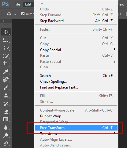 Edit>Free Transform.