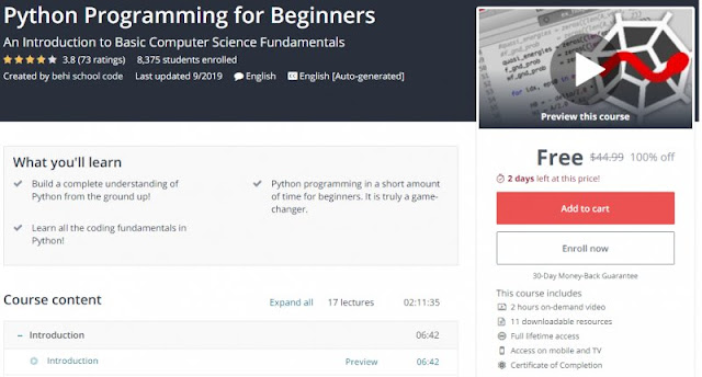 [100% Off] Python Programming for Beginners| Worth 44,99$
