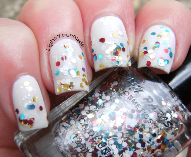 Nyx Matte White + Easy Paris glitter #18
