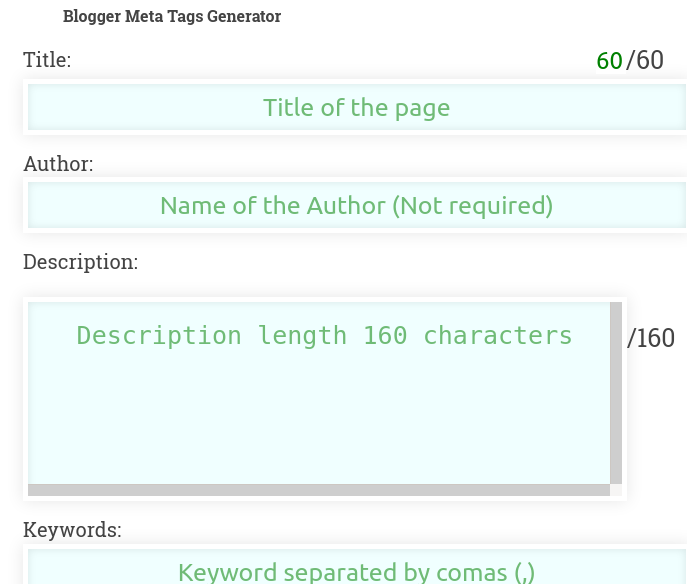 Blogger Meta Tags Generator