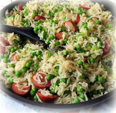 Skillet Sausage, Peas & Rice