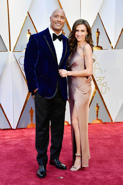 Dwayne Johnson and Lauren Hashian at 89th Annual Academy Awards