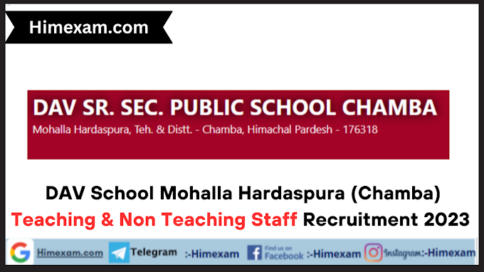 DAV School Mohalla Hardaspura (Chamba) Teaching & Non Teaching Staff Recruitment 2023