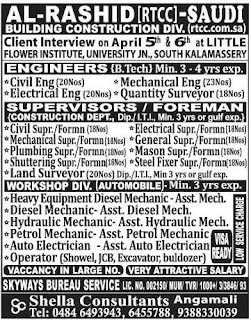 Large No.of Vacancies In Saudi Arabia