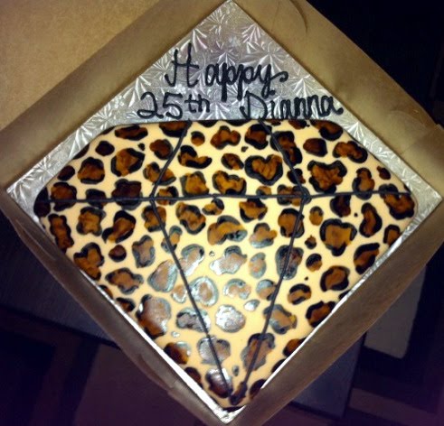  a leopard print diamond shaped cake. This is a very unique design and I 