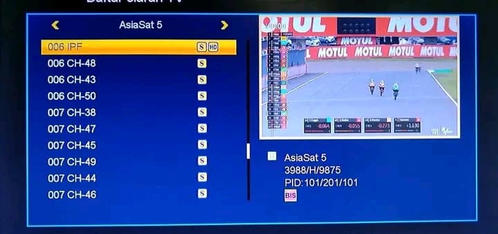Kode BissKey siaran Feed MotoGP Jepang di Satelit AsiaSat 5 C-Band