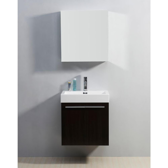  Abodo 24 inch Wall Mounted Wenge Bathroom Vanity