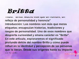 significado del nombre Britta