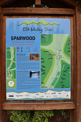 Elk Valley Trail TCT sign Sparwood BC.