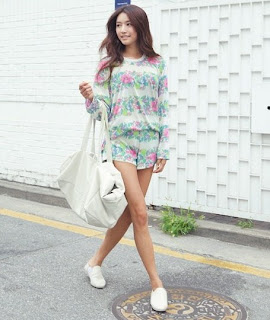 Casual Flower Printed Long Sleeves Tracksuit