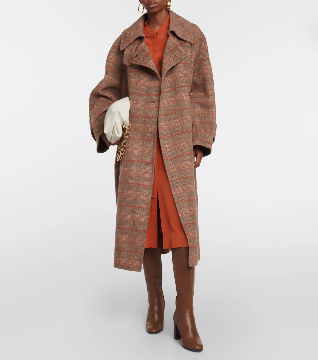 JOSEPH Chatsworth checked wool-blend coat