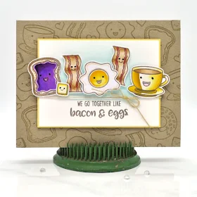 Sunny Studio Stamps: Breakfast Puns We Go Together Like Bacon & Eggs Card by Debbie Olson