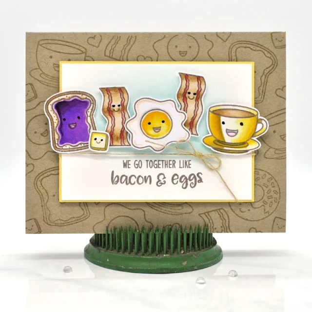 Sunny Studio Stamps: Breakfast Puns We Go Together Like Bacon & Eggs Card by Debbie Olson